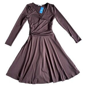 NWT Cupshe Womesn Size Small Brown Wrap Mini Dress w/ Side Rouching Stretch